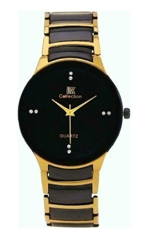 IIK Collection Round Studded Dial Metalic Bracelet Chain Strap Analogue Wrist Watch for Men and Boys -(IIK013M)