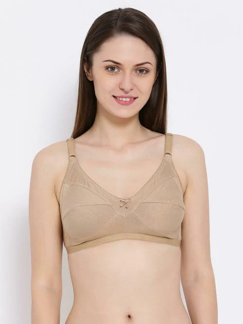 Clovia Beige Cotton Solid Single Full Cup