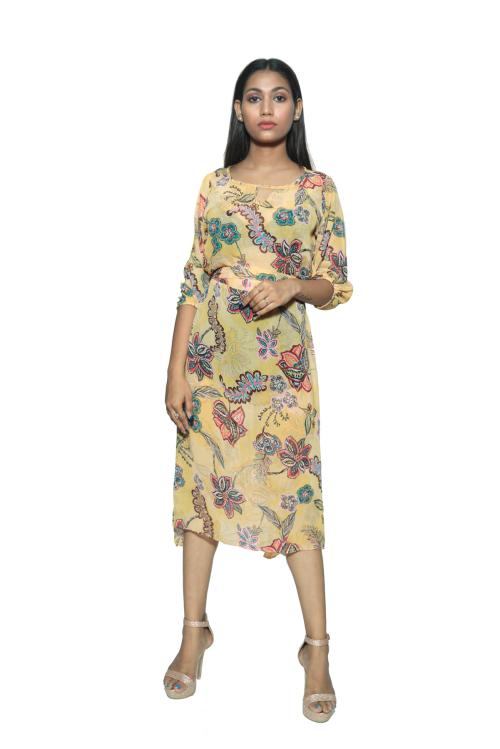 RAJORIA INSTYLE Georgette Digital Printed Stylish Beach Wear Bikini Body Cover Up Designer Kaftan Kurta/Kurti Top Dress for Women and Girls RAXA-1-S