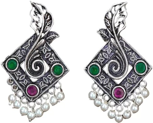 Mrigangi Traditional Oxidised Silver Lord Ganesha Temple Stud Earring for Women and Girls Alloy Drops & Danglers