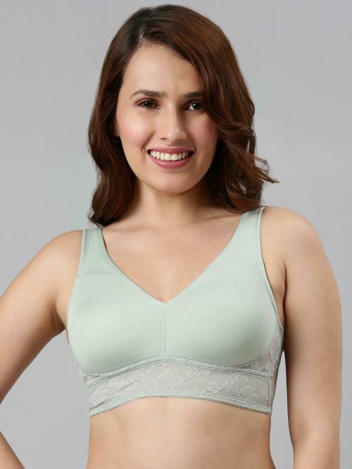 Enamor Womens F108-Non Padded Wirefree Full Coverage V Neck Longline Bralette