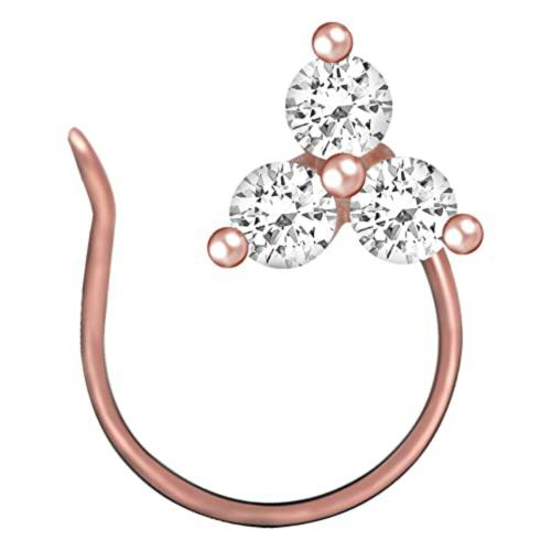 Giva Sterling Silver Rose Gold Clover Nose Pin For Women