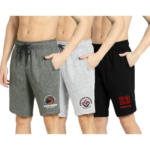 Kart Black Men's Regular Fit Shorts with Pocket-Casual Knit Shorts-Combo Pack of 3