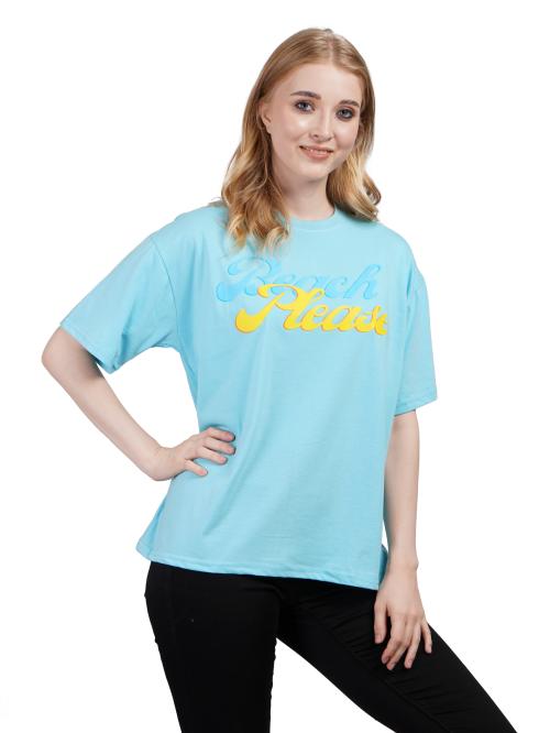 The Pashupati Impex Beach Please Priented Drop Shoulder Oversized Pure Cotton T-shirt For Women