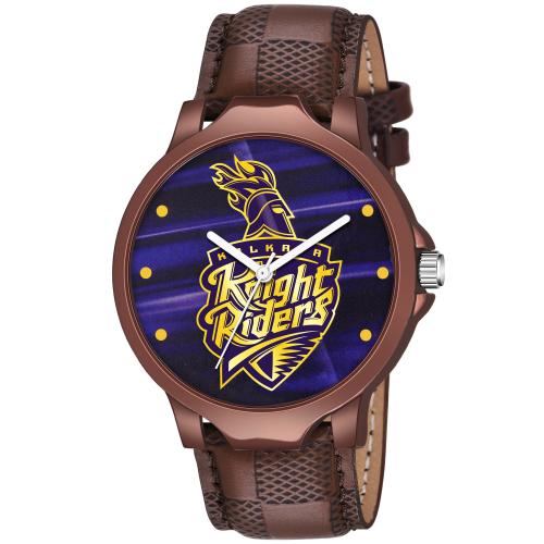 Talgo Analog Kalkta Knight Riders Brown Saffer Wrist Watch Men & Boys -KKRBROWNLETHER