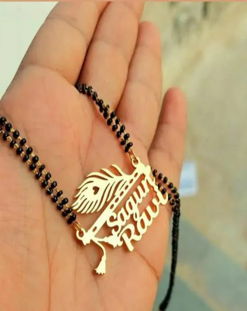 HELICX Personalized Couple Name Mangalsutra Gold plated Mangalsutra Name pendant Customized Jewelry Gifts for Women with Chain