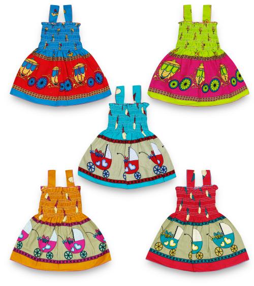 Silver Fang Kids Girls Maxi/Full Length Spring Frock Pack of 5