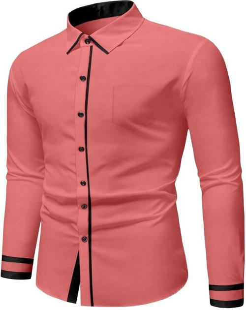 ATYANTAH Men Striped Casual Pink Shirt