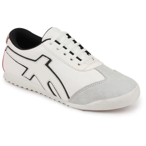 FAUSTO Men White Trendy Lace Up Sneakers