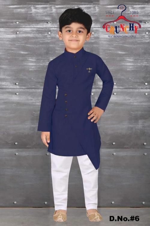 CRUNCHY KIDS SIDE BUTTON Boys Multicolored Designer Cotton Pack of 1 Kurta Pyjama Set