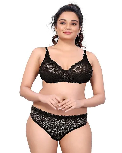 Classic Selection Women's Lingerie Set Babydoll Swimwear Hot Nighty Wedding Night Bra Panty Set TSF101047(M_1-1)Black-30