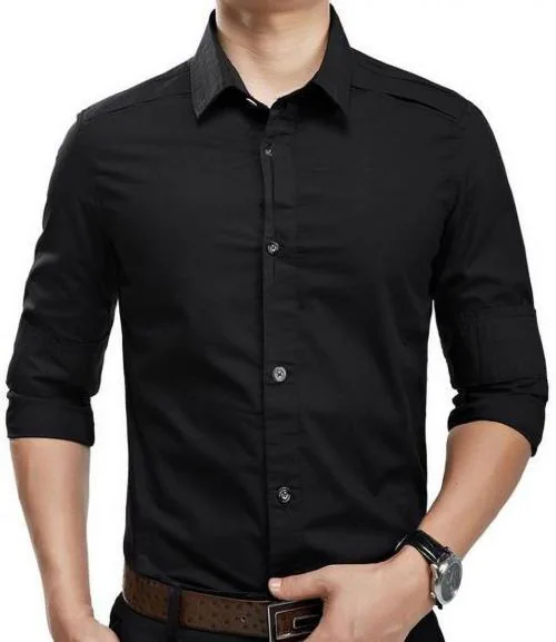 Buy Khimada Men Black Solid Satin Formal Shirt (Xl) Online at Best ...