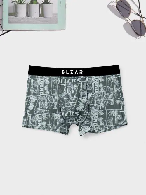 ELZAR Men's Extra Thin Elastic Underwear Long Comfortable Breathable Comfort Boxer Brief Imported Material Floral Printed Multicolor(PACK OF 1)XXL