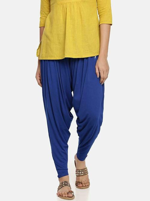 Feather Soft Women Blue Viscose Patiala Pants (free size)
