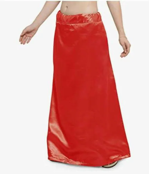 Kavya Designer Women Red Pure Satin Saree Petticoat
