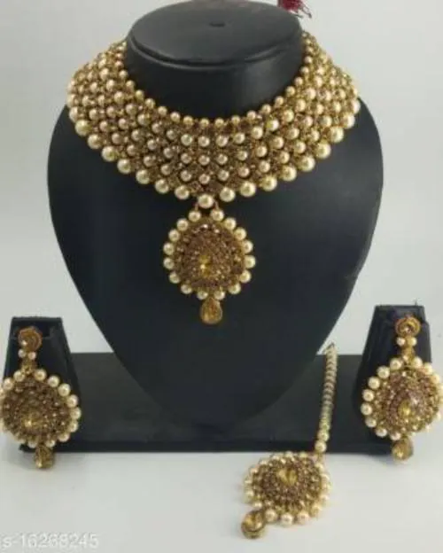 Buy Hs fatio Brass Earrings and Necklace Set (Gold) Online at Best Prices in India JioMart.