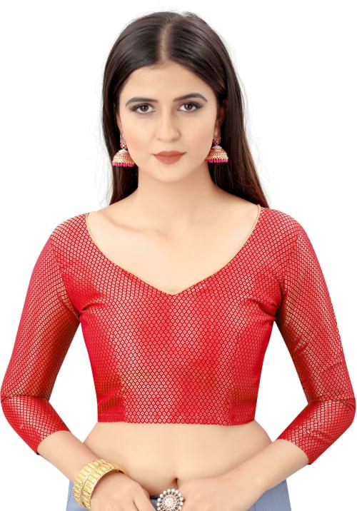 Buy Sukushi Silk Mills Women Red Woven Design Poly Silk Fabric Online