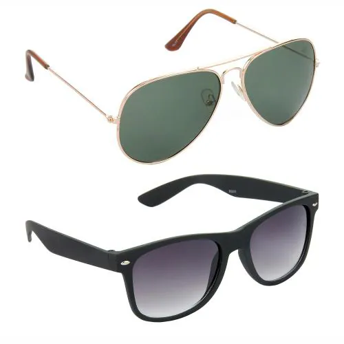Hrinkar Light Green Aviator Sunglasses for Men & Boys ( Pack of 2)