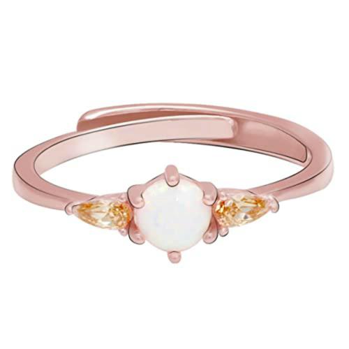 Giva Sterling Silver Adjustable Rose Gold Mini Moonstone Ring