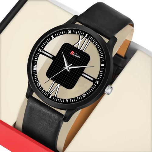 Bolun Analog Black Dial Black Strap Watch For Men