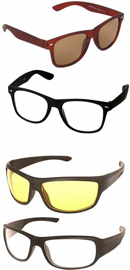 Buy Cruze UV Protection Wayfarer Full Frame Multicolor Sunglasses (Men) Large (Pack of 4