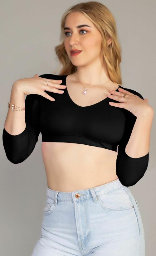 AD2CART A4273 Women V Neck 3/4 Sleeve Stylish Crop Top for Women