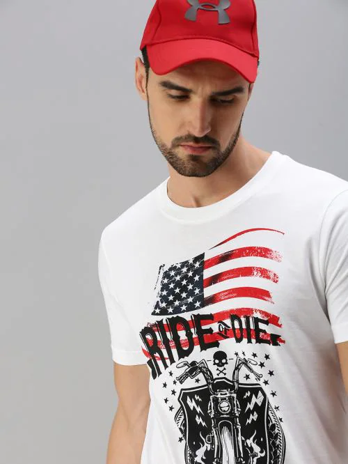 Buy Mens White Printed Round Neck TShirt Online at Best Prices in