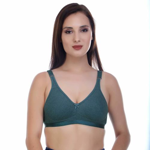 Elipser Women Blue Cotton Blend Non Padded Wire Free Full Coverage Bra