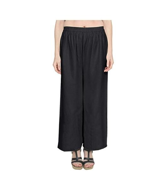 SAADHVI Women'sBlackPureCrepePlainPrintedStitchedPalazzo(PZ-042-Western)