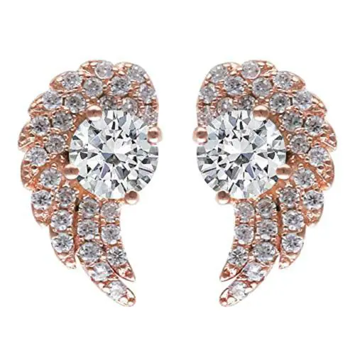 Giva Sterling Silver Rose Gold Plated Aayeshas Wing Studs For Women
