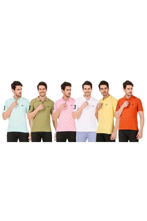 DFNK Men Multicolor Half Sleeve Polo T-Shirt Pack of 6