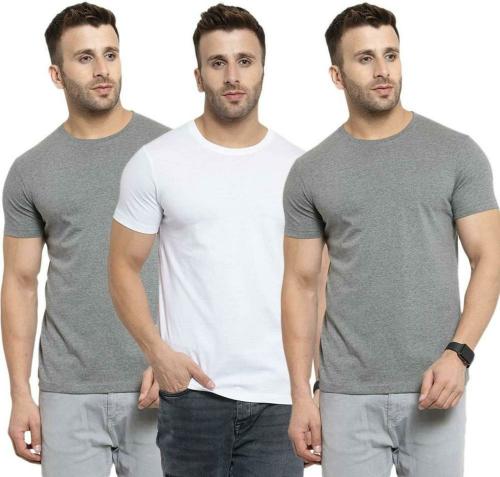 DAMN GUD DG Men Multicolor Solid Pure Cotton T-Shirt - M (Pack of 3)