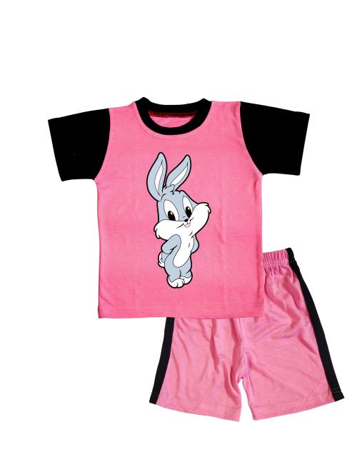 Locavestir Boys' stylish Cotton Printed half sleeve T-shirt & shorts set. Color- Pink, Size-0-3 M