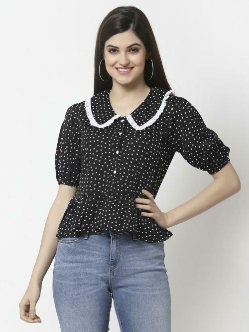 Style Quotient Women Black Polka Dots Shirts