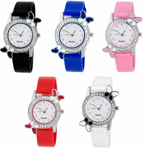 SPLAZOS Analog Multicolor Dial and Strap Wrist Watches for Girls and Women (pack of 5)