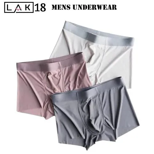 LAK 18 Mens Ultra Soft Lycra Material Ice-Silk Men Short | Underwear | Mens Brief Boxer Trunks | Multicolour (PACK OF 3 PCS) - XL