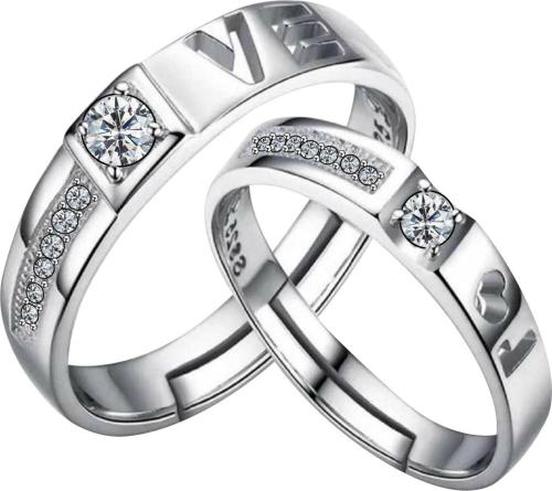 Silver Shine Silver Alloy Couple Ring For Men And Women (NM-1679)