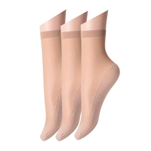 Cubern transparent fashion Socks Cotton Sole Sheer Ankle High Tights Socks for Women (SET OF 3PCS)