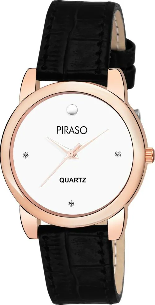 Buy PIRASO Analog White Dial Black Strap Watch for Women and Girls