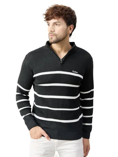 Buy Kvetoo Men High Neck Zip Full Sleeve Woolen Winter Sweater Online