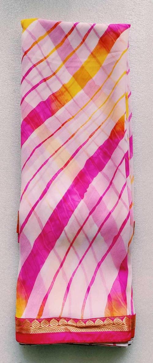 Buy Rashididi Women Pink Printed Georgette Leheria Saree Online at Best ...