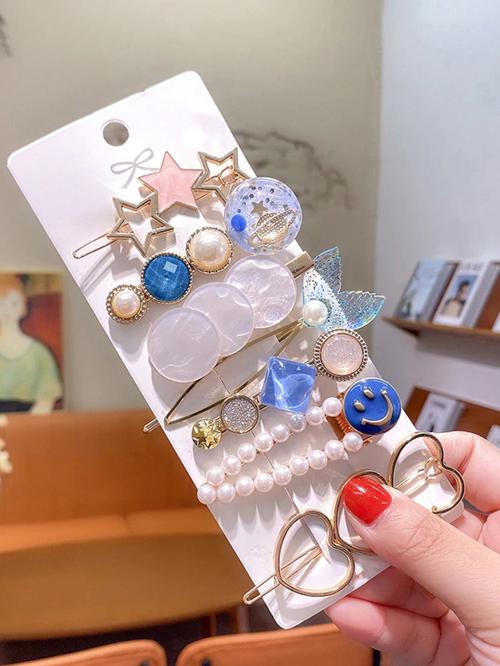 Buy Jewels Galaxy Heart Pearl & AD Hair Clips Jewellery For Women