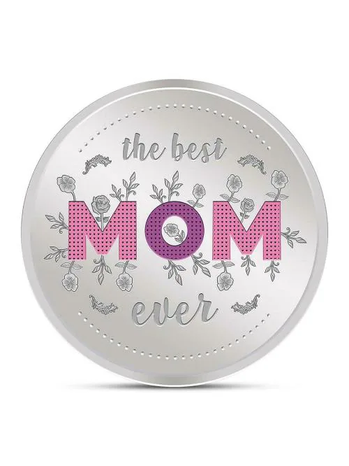 Kundan 999.9 Pure Best Mom Ever Silver Coin, 20 g