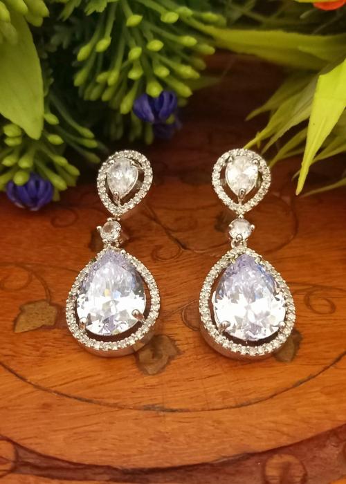 Quail American Diamond Hanging Earrings for Women Party Wear