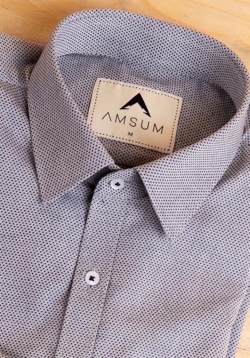 AMSUM Denver Premium Cotton Full Sleeved Self Slim Fit Shirt with Pocket