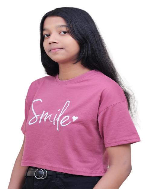 WIKTREE Women Printed Cotton Round Neck Half Sleeve T-Shirt|Top |Tee |Crop Top (Purple)