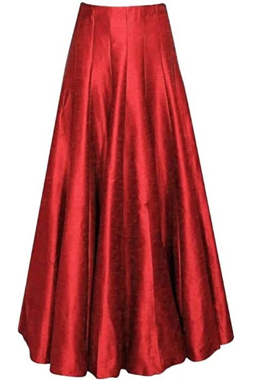 Radhika 'n' Dhaanya creation - Raw silk kali long ghera skirt - Red