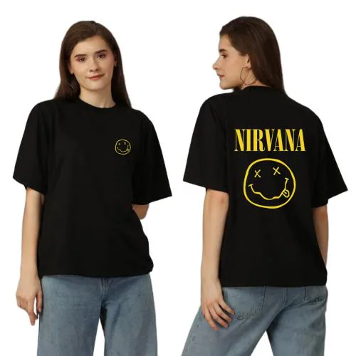T-Shirt for Men and Women Oversized Nirvana Rock Band T-Shirts Round Neck gojo satoru Tshirt Black Half Sleeves Pure Cotton