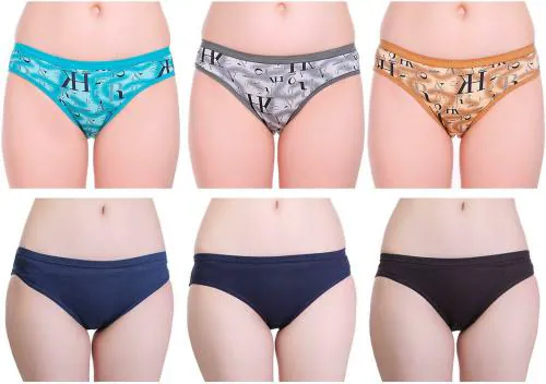 Ansh Fashion Wear Women Hipster Black Panty (Pack of 6)