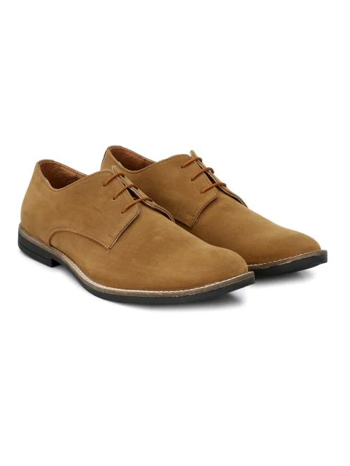 Hirel's Men's Tan Suede Leather Casual Shoes